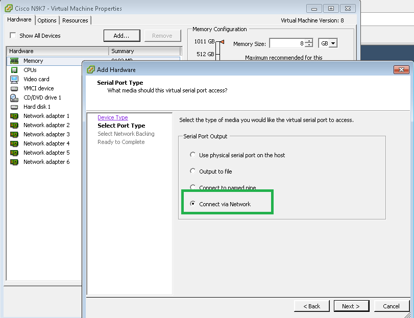 add serial port in vmware esxi