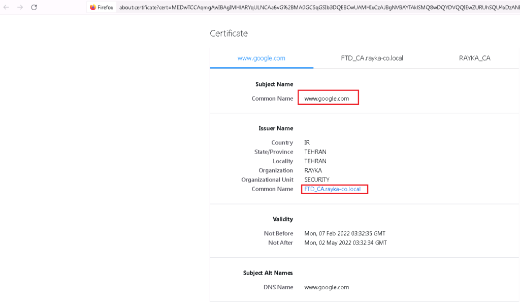 Google Certificate From User Prespective inside the Network