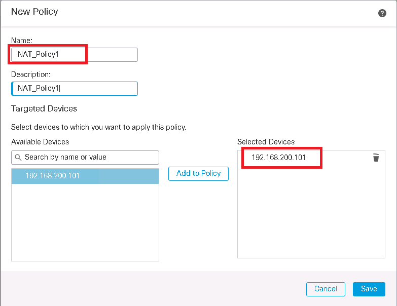 create a new NAT Policy in Cisco FTD