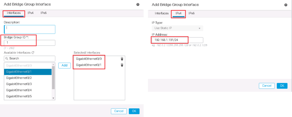 Add Interfaces in Bridge Group