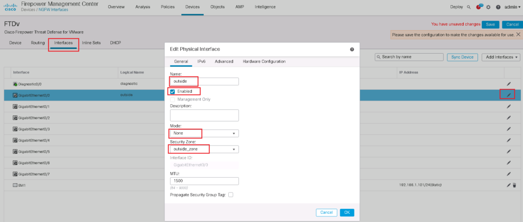 Enable outside Interface in Firewall
