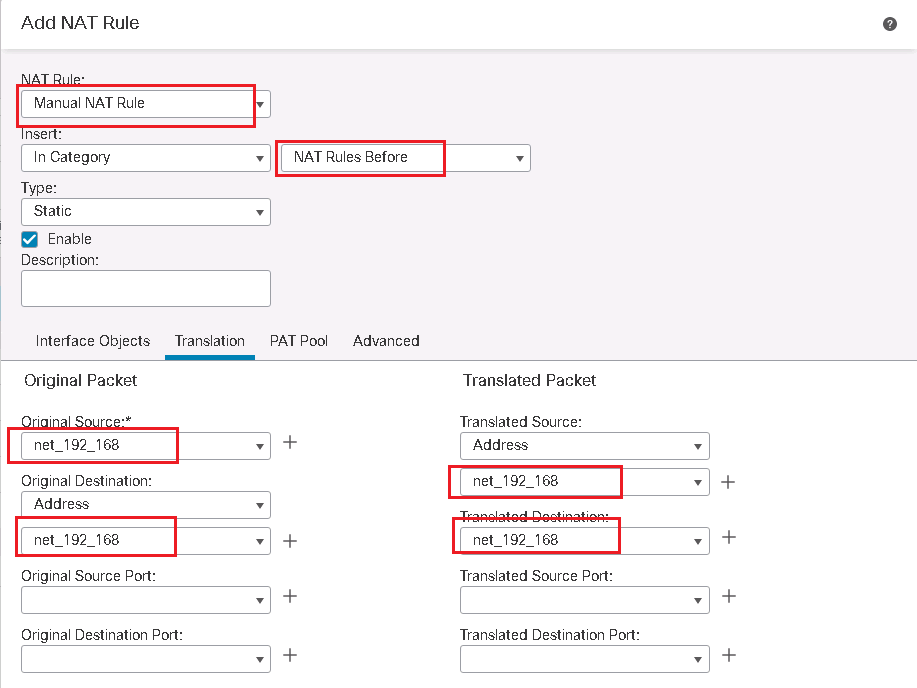 Cisco FTD identity NAT with Manual NAT brfore Auto NAT Configuration Example