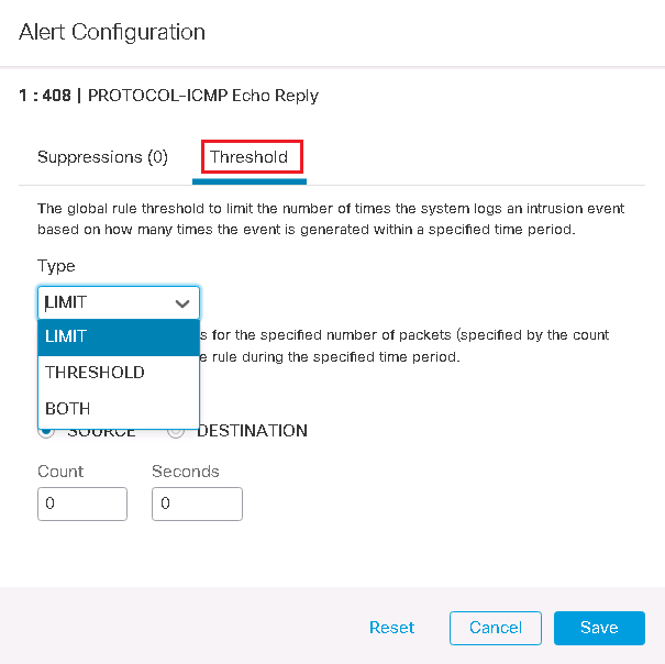 Cisco Firepower IPS rule Alert Configuration_ Suppression and Threshold options