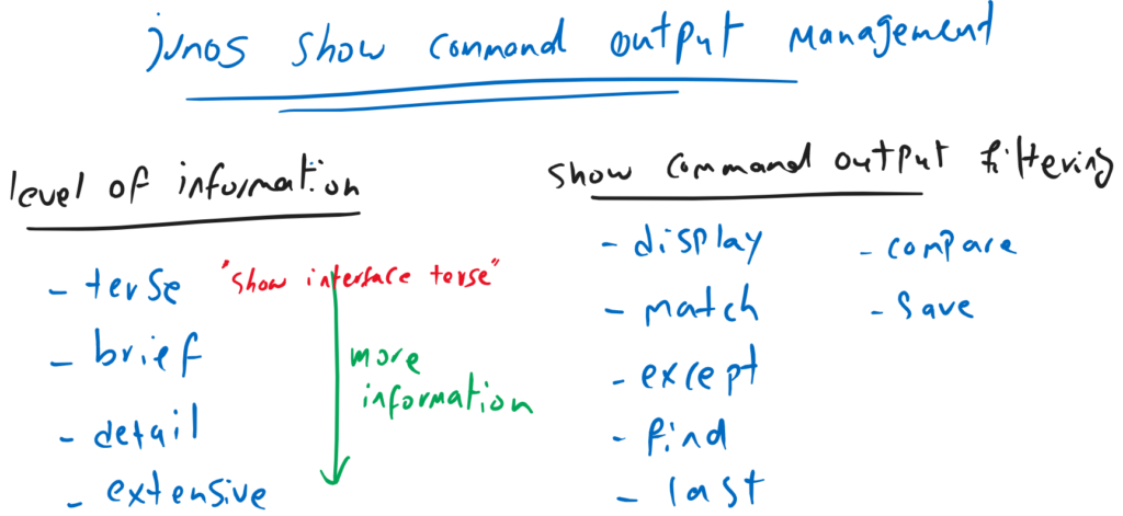 Junos show command output manageent