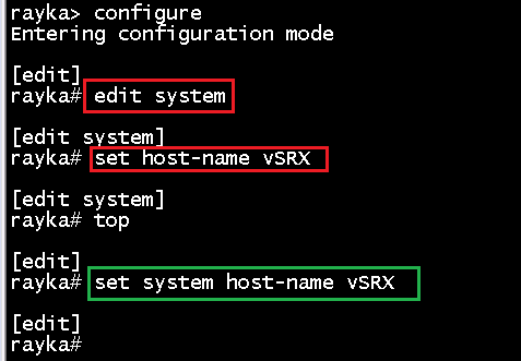 change the hostname with two methods in Junos CLI