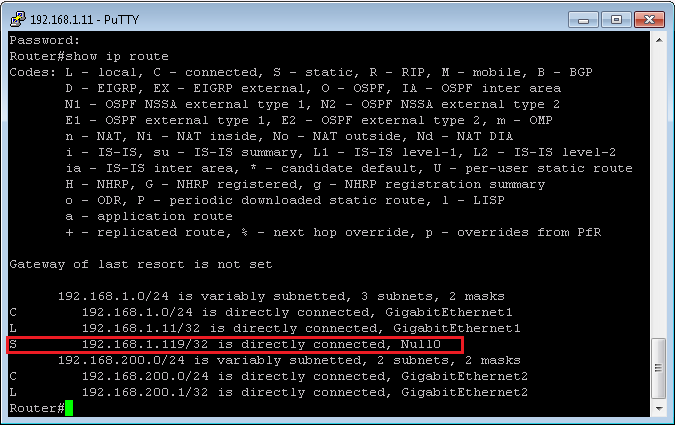 add a null route for new detected host as it is confgured in correlation action