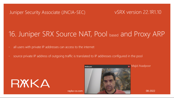 16. Juniper SRX Source NAT Pool based and Proxy ARP
