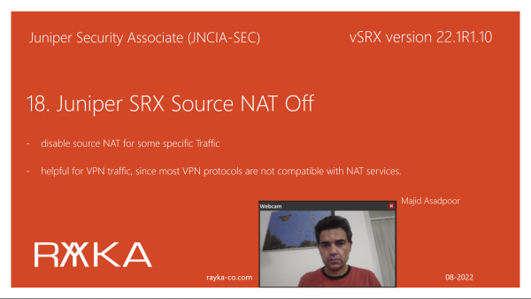 18. Juniper SRX Source NAT Off