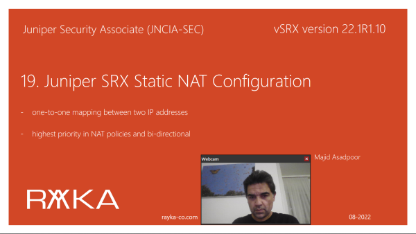 19. Juniper SRX Static NAT Configuration
