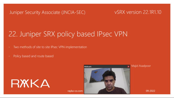 22. Juniper SRX policy based IPsec VPN