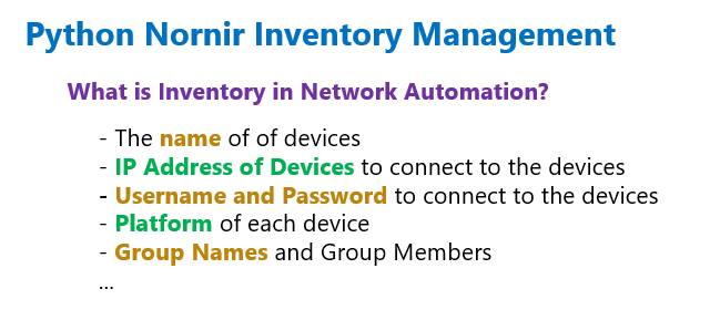 what is inventory in network automation