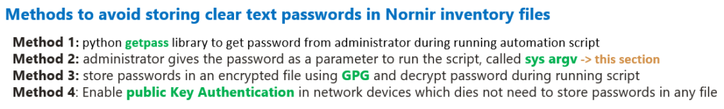 methods to avoid storing clear text passwords in nornir inventory files