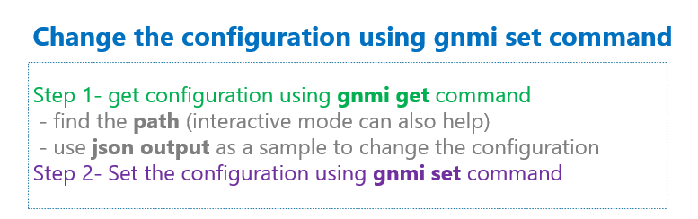 change the configuration using gnmi set command