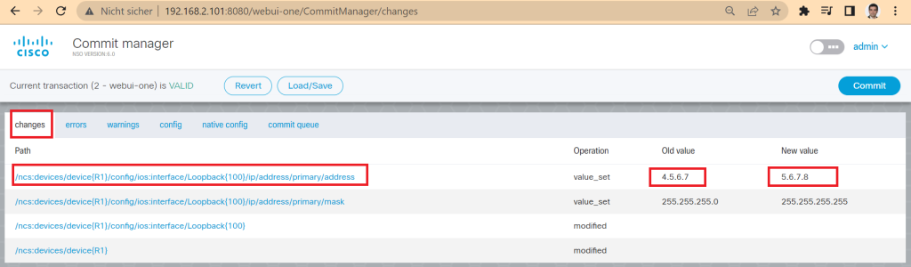 cisco NSO commit manager