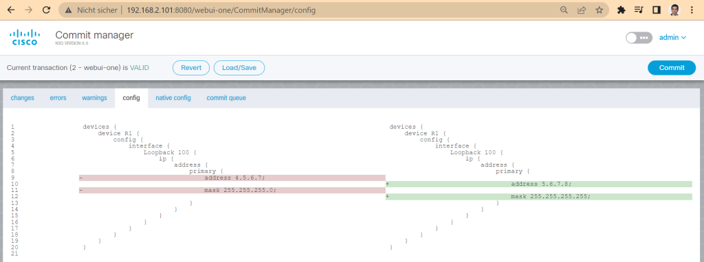 NSO commit manager config tab