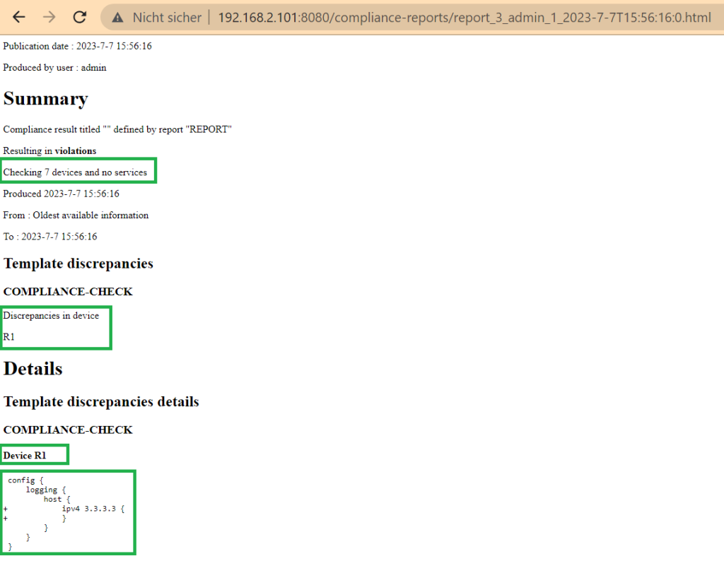 cisco NSO compliance report html output