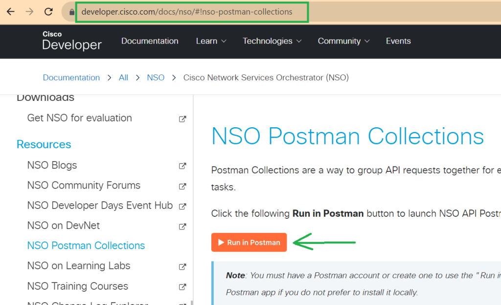 cisco NSO postman collection
