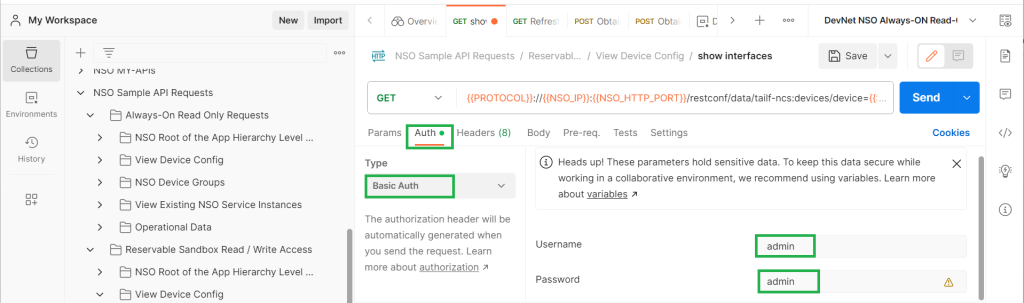 Change Authentication Information in postman