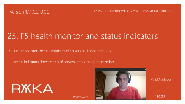 25. F5 health monitor and status indicators