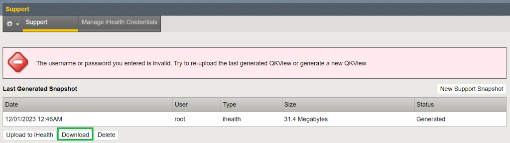 upload QKView file to iHealth failed