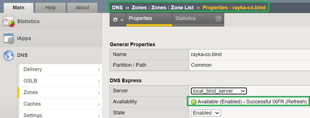 verfiy availability of f5 dns express using GUI