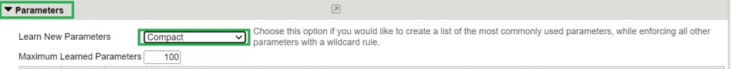 change parameter learning mode to compact