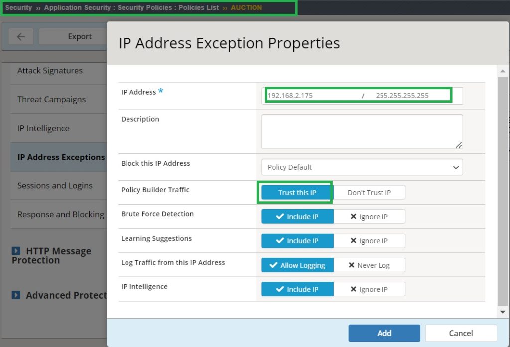 add a client as a trusted IP address