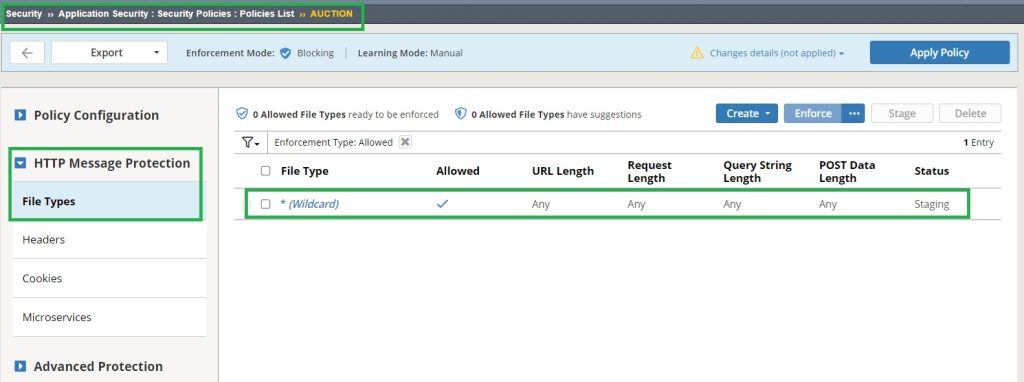 default file type learning in comprehensive security template