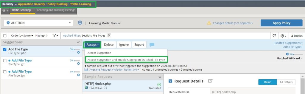 accept and enable staging for new learned file types