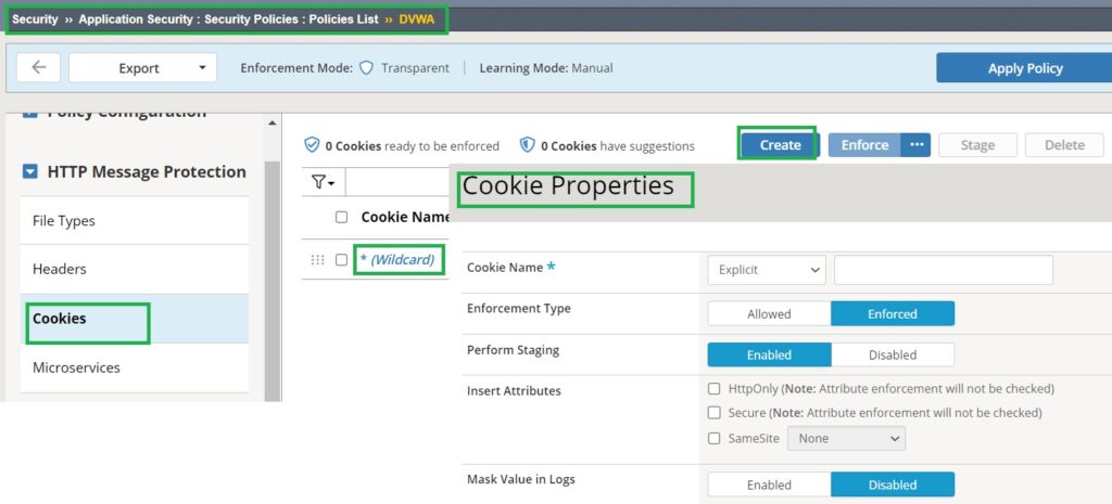 F5 AWAF cookie learning anf cookie properties