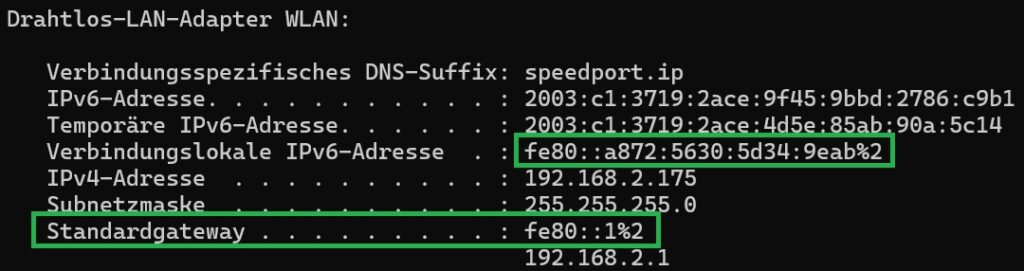 ipv6 link local address example in windows