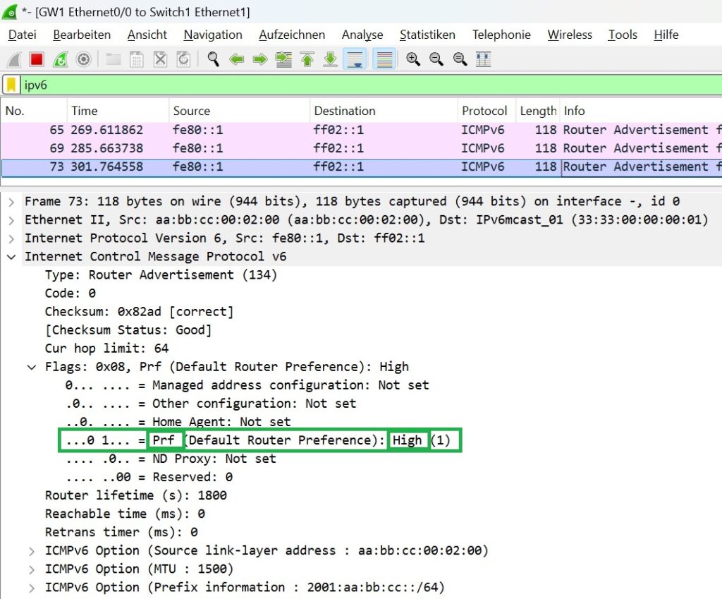 ipv6 router advertisement preference high