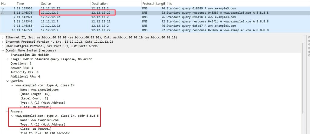 DNS Answer in IPv4 network in NAT-PT DNS ALG process