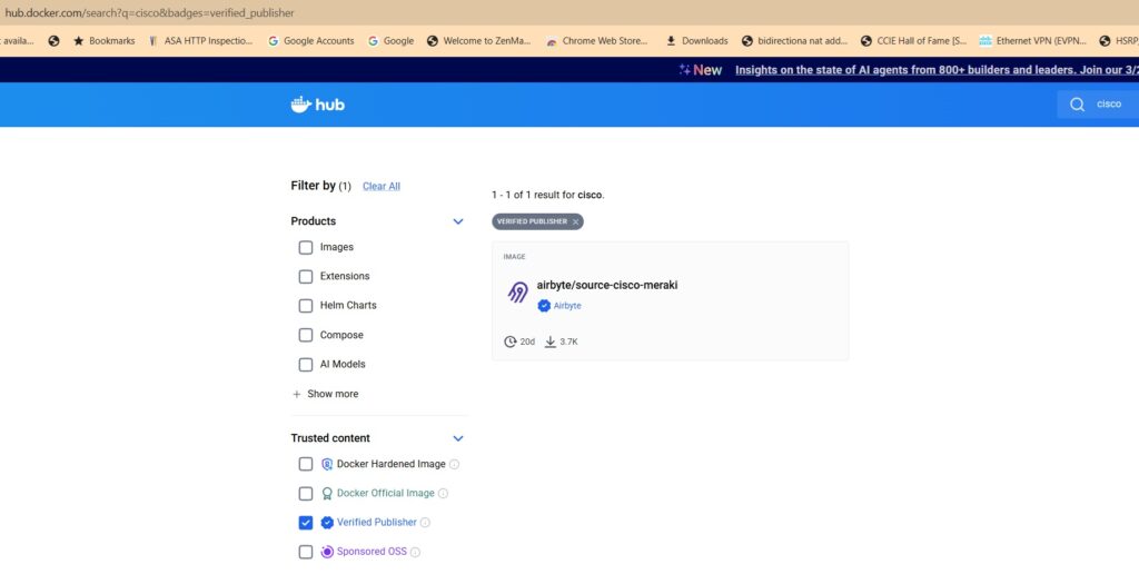 docker hub cisco related verified publisher images